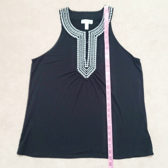 DRESSBARN Woman's Casual Sleeveless Top Black White Embroidery Size XL - Picture 8 of 11